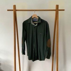 Pendleton Trail Shirt // Vintage// Green + Elbow Patches // Wool // Mens Size M